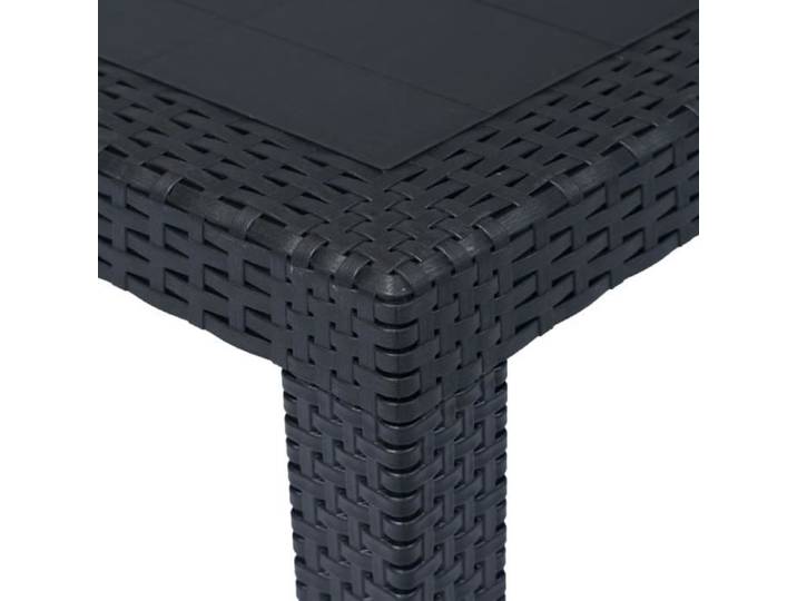 Lisa-Boutique Table de jardin Anthracite 220x90x72 cm Plastique Aspect rotin 84399