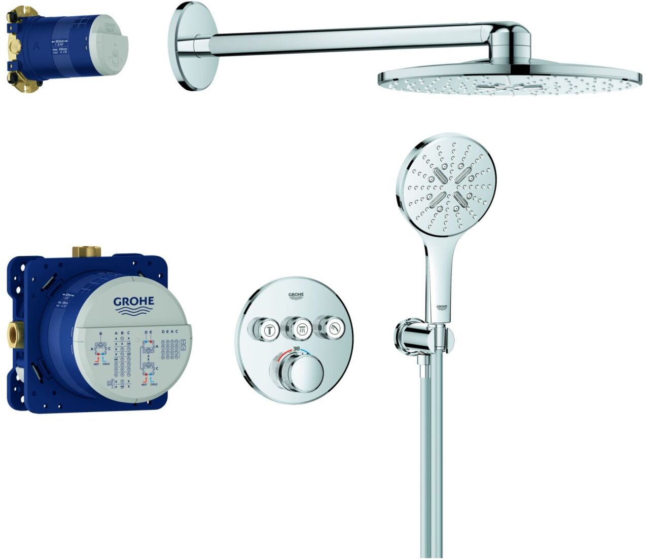 Grohe Unterputz-Duschsystem Grohtherm SmartControl 34863 THM runde Form 3 ASV chrom, 34863000 34863000