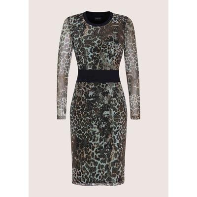 Sommerkleid MADELEINE "Etuikleid Elegantes Mesh-Kleid mit Animal-Print", Damen, Gr. 44, N-Gr, schwarz (schwarz, beige, multicolor), Obermaterial: 95% Polyester PES. 5% Elasthan EL., Modern, Kleider Sommerkleid, Mesh-Qualität