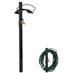 Relaxdays Zapfstelle Garten mit Schlauchhalter Schwarz