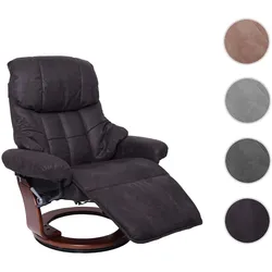 MCA Relaxsessel Calgary 2, Fernsehsessel Sessel, Stoff/Textil 150kg belastbar ~ braun-schwarz, Walnuss-Optik