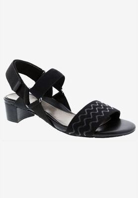Wide Width Women's Virtual Sandal by Ros Hommerson in Black Elastic (Size 9 W)