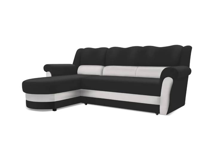 Ecksofa BRUNO Links Schwarz (Soft 11) + weiß (Soft 17)
