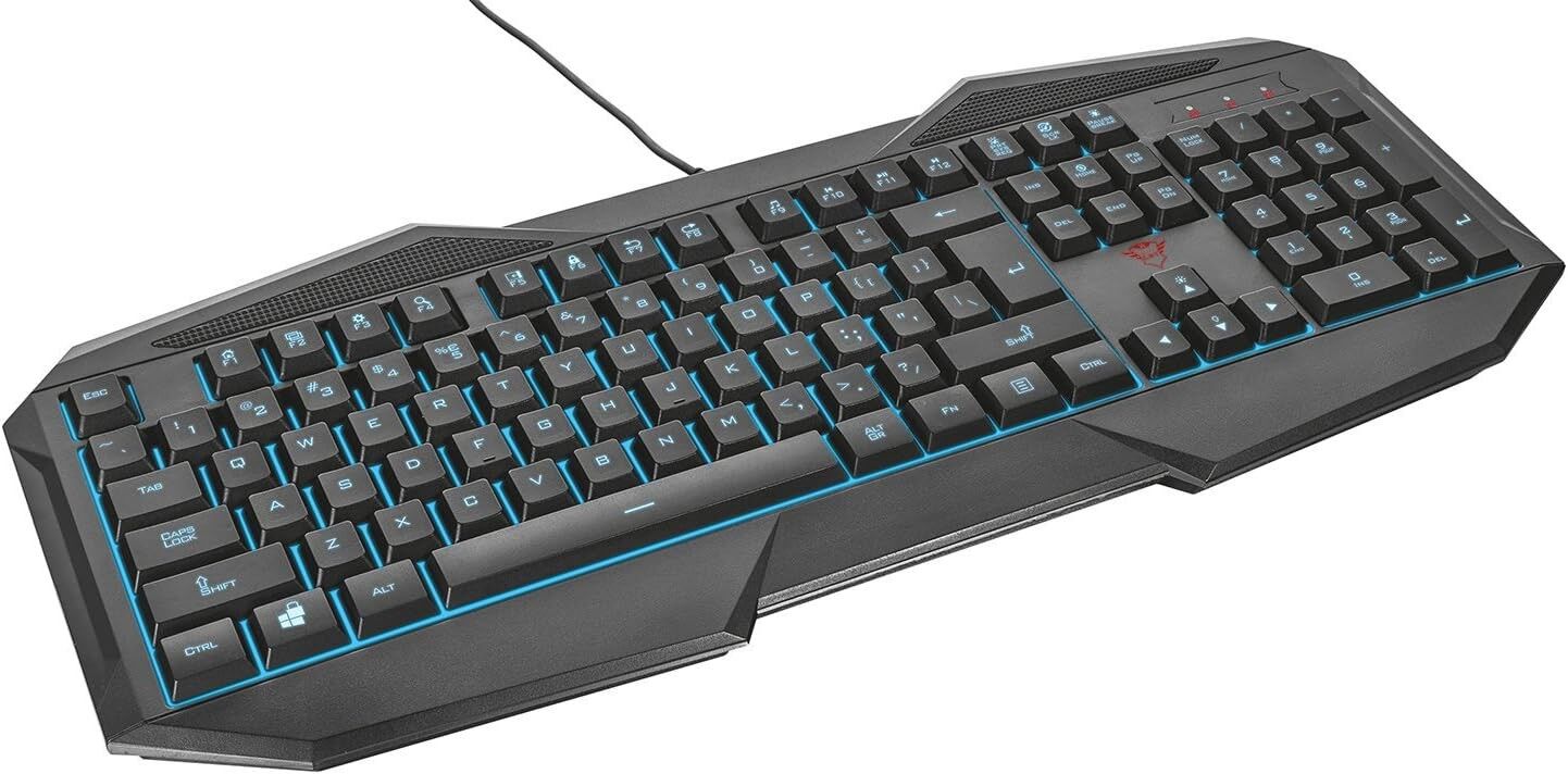 Trust GXT 830 Gaming Keyboard 3-Color LED Backlight, 6-Key Anti-Ghosting, 12 Multimedia Keys
