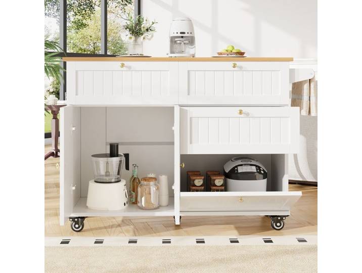 Île de cuisine moderne Armoire de cuisine Armoire buffet Fourgon-restaurant avec masquage en bois Armoire à buffet Blanc