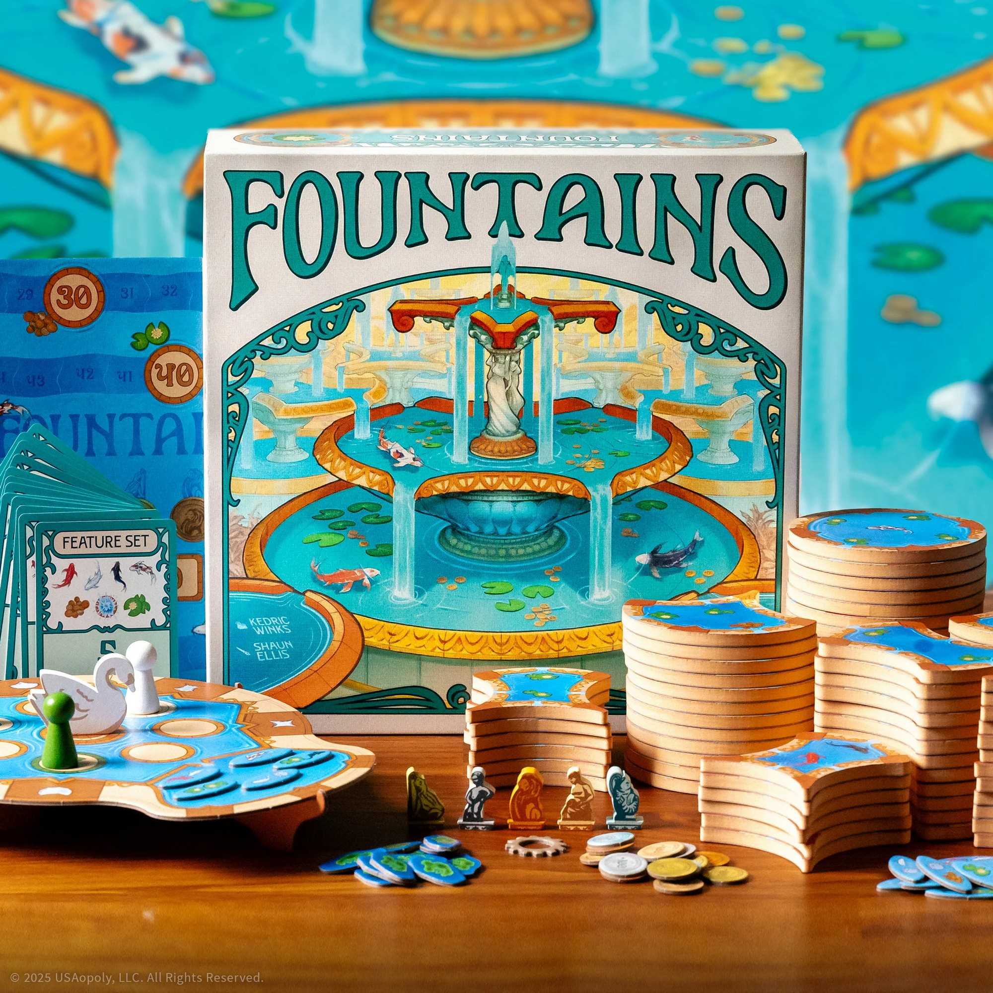 Fountains Competitive Tile-Laying Strategy Game for Multiple Players by USA-OPOLY