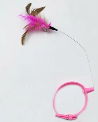 Inspired Finds FeatherWhirl Interactive Cat Teaser Wand With Rotating Feather & Flexible Steel Wire pink