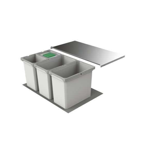 Naber Cox Box 2T 800-4 Vuilnisbak met biologisch afbreekbare deksel, lichtgrijs
