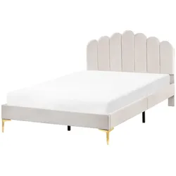 BETT mit Lattenrost 120/200 Samtstoff Cremeweiß Sauvian