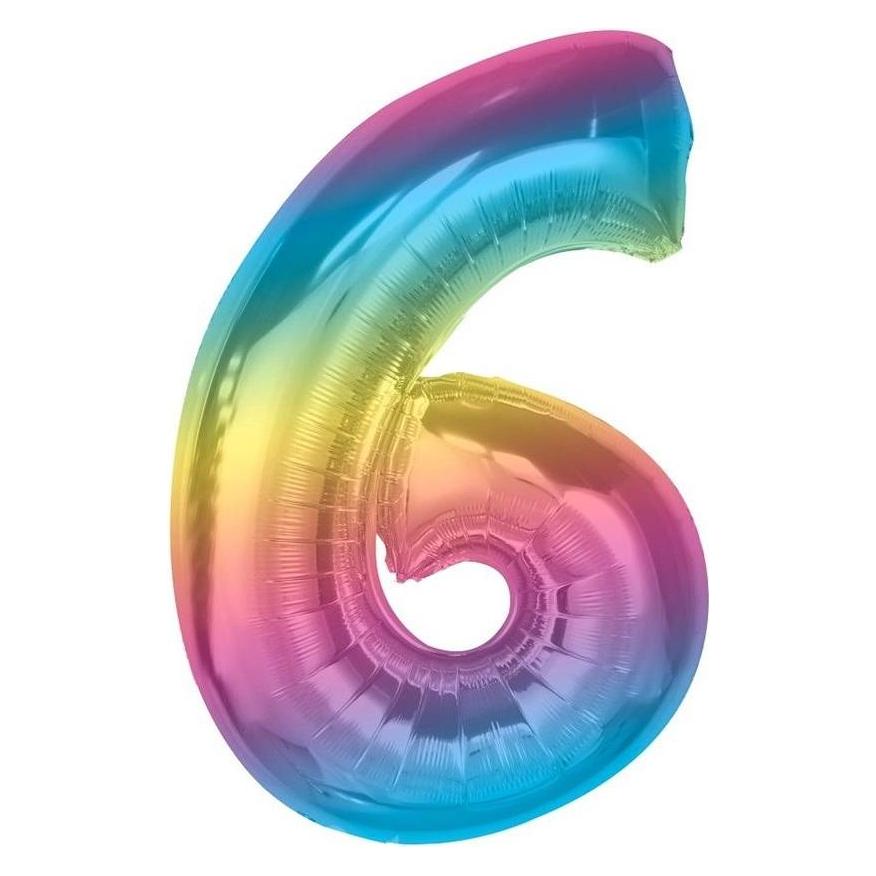 GoDan Folienballon Nummer 6, Regenbogen Smart, 92 cm (1x) (47994232)