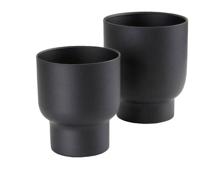 Übertopf-Set Fulda Flowerpots, Schwarz, Metall, 2-teilig, zylindrisch,zylindrisch, Dekoration, Blumen & Blumentöpfe, Übertöpfe