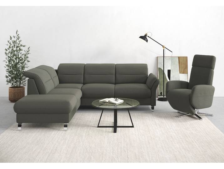 Ecksofa, Federkern, Anthrazit 247×222 cm, Mit Bettfunktion & Armverstellung, Modern, SIT & MORE