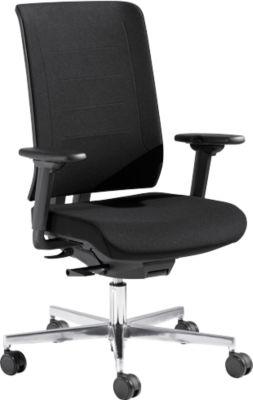 Schäfer Shop Genius Bürostuhl SSI PROLINE PREMIUM P2+, teilautomatische 3D-Synchronmechanik, mit Armlehnen, Polster-Rückenlehne, schwarz/alusilber