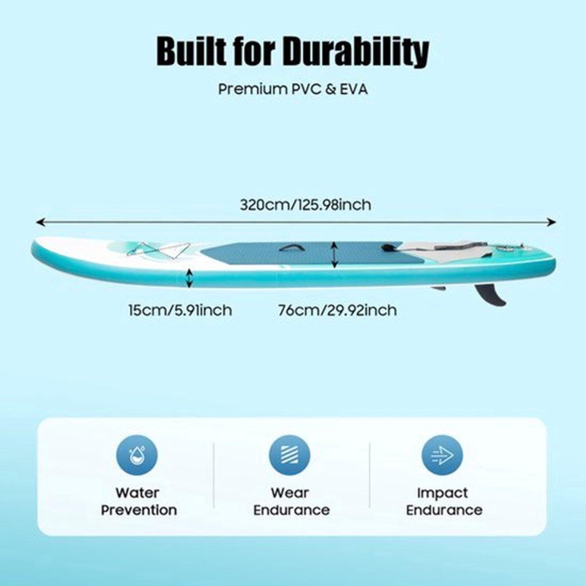 Aufblasbares Stand-Up-Paddle-Board, 320x76 cm - Komplettes Wassersport-Set mit Paddel