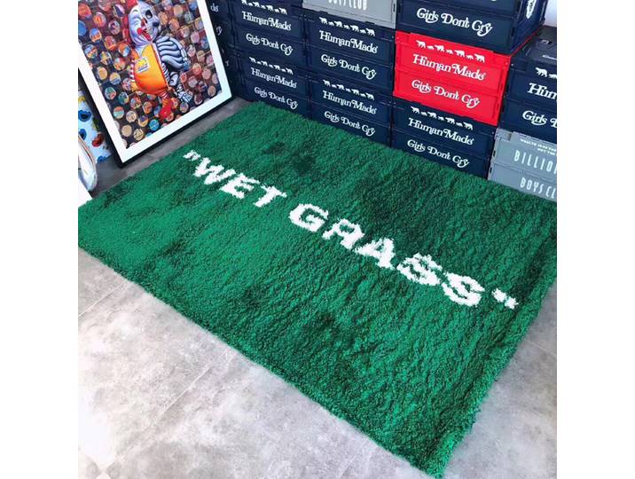 Marque de mode gazon humide tapis flocage touffetage salon zone tapis vert herbe moelleux peluche salon tapis chambre tapis de chevet