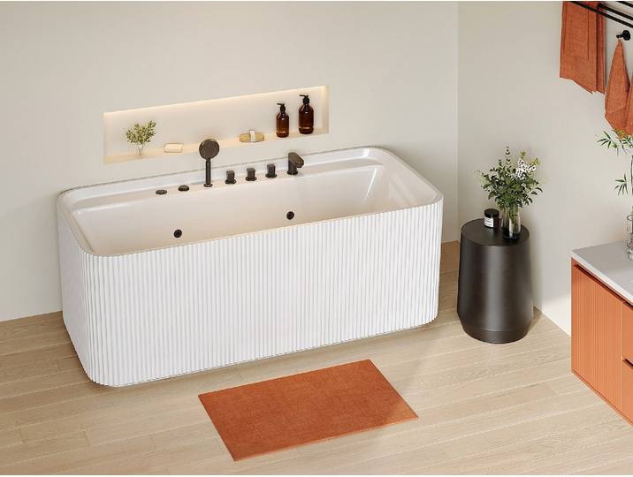 Whirlpool-Badewanne - gerippt - Weiß - 265 l - 170 x 80 x 58 cm - SIZORA