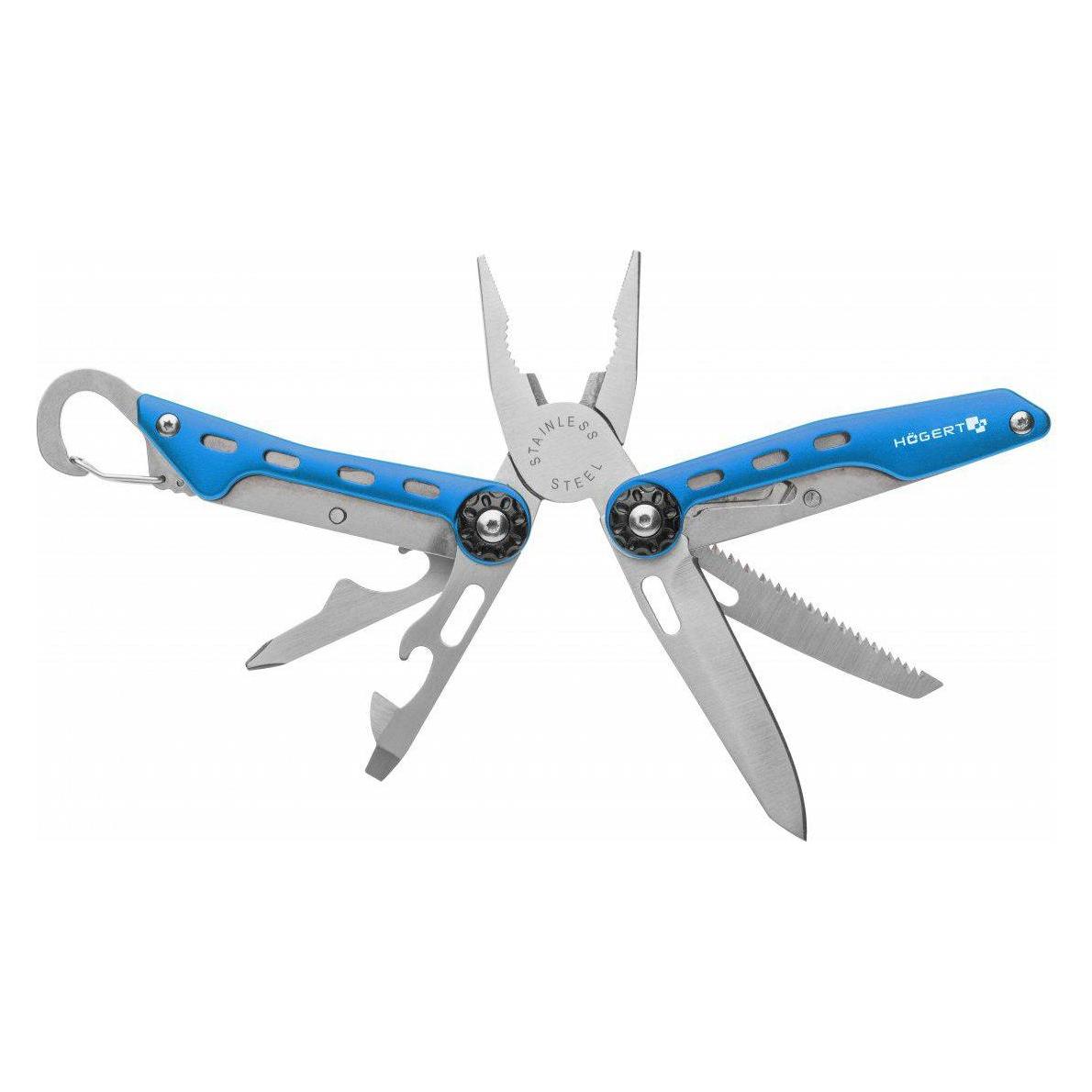 MGA Högert HT1P070 Multitool w/knife, Stahl, blau, grau (10 Funktionen) (HT1P070)