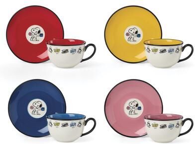 Lenox Chef Snoopy Tea Cups & Saucers, Set of 4
