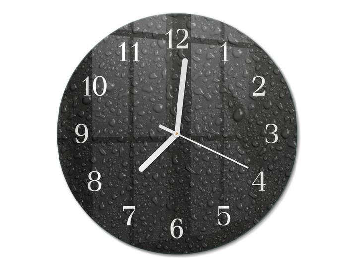 Tulup Wanduhr fi30 cm - Wassertropfen, Schwarz, Glas, Rund, 30x30x0.4 cm, Dekoration, Uhren, Wanduhren