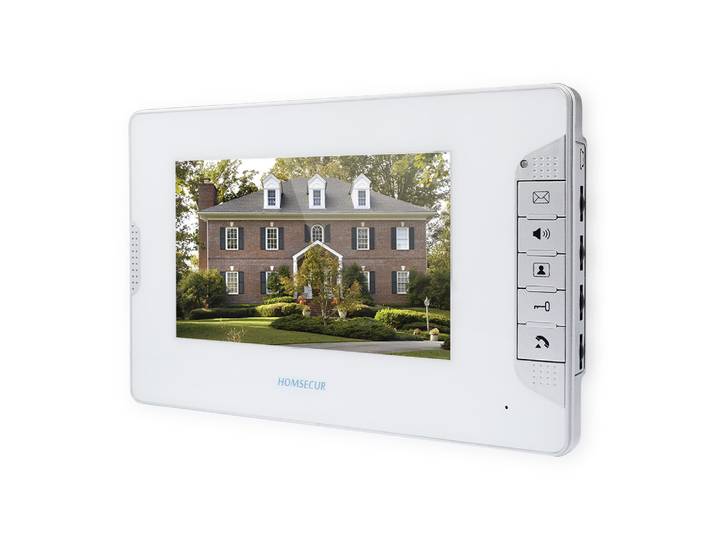 HOMSECUR Moniteur intérieur 4 fils 7 pouces XM703-W pour système d'interphone vidéo HDS