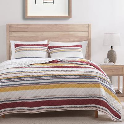 Indigo Hill by HiEnd Accents Mystic Stripe 100% Cotton Printed Gauze 3 Piece Quilt Set