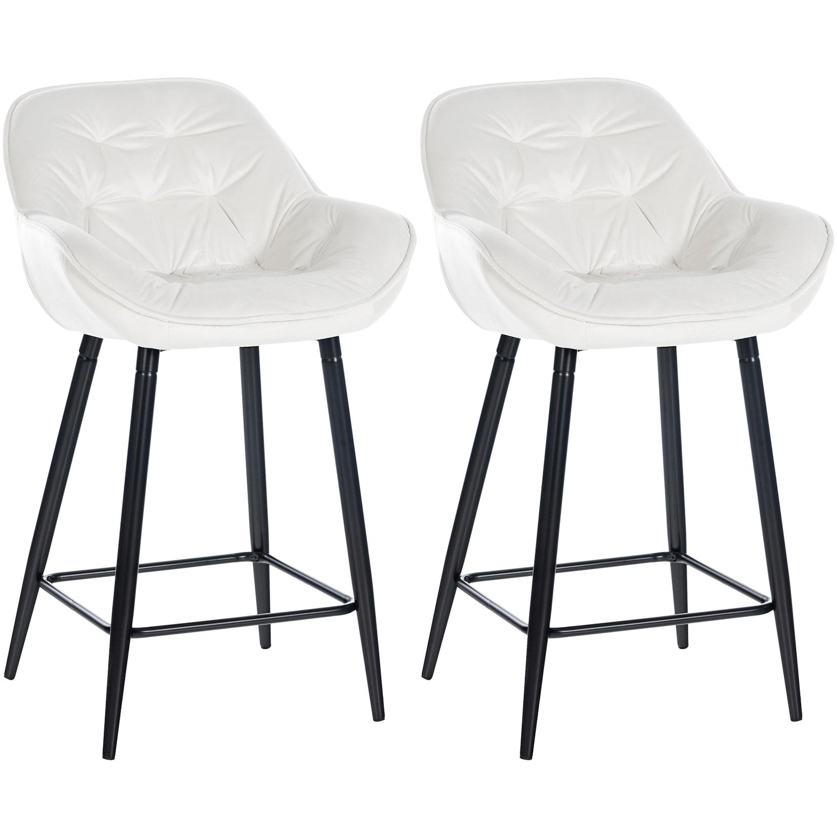 CLP 2er Set Barhocker Gibson 76 Samt - Farbe: cremeweiß