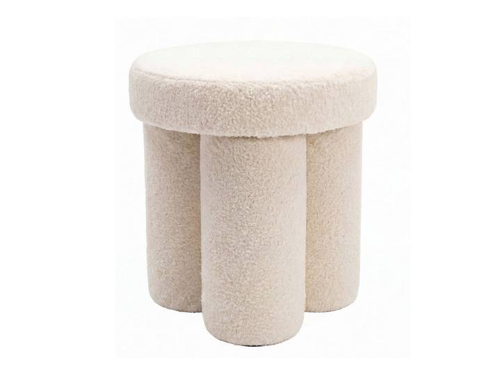 furnicato Sitzhocker Polsterhocker rund 45x40x40 cm Creme, Handgefertigter Sitzhocker mit Anti-Rutsch-Noppen für dein Wohnzimmer