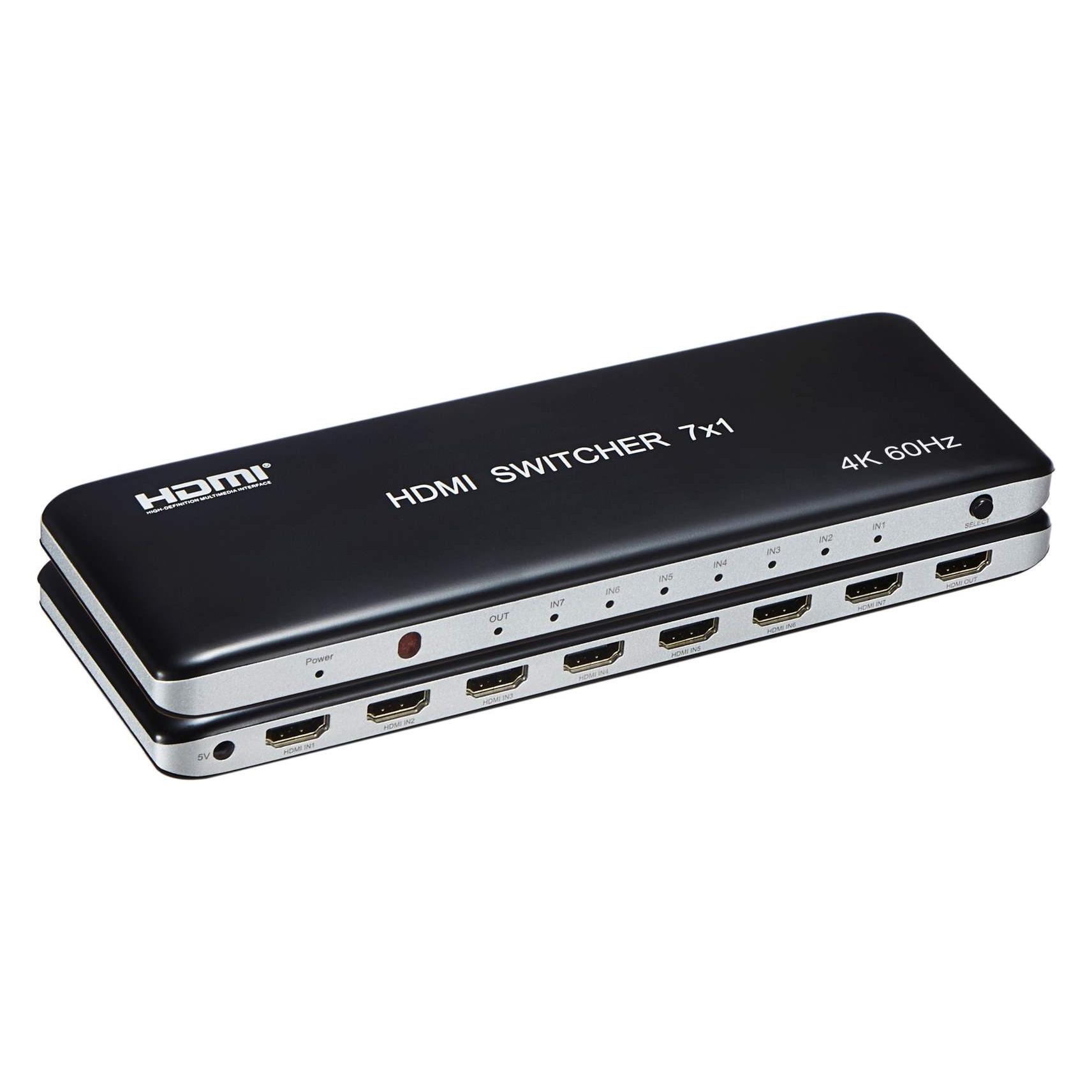 PremiumCord 4K@60hz HDMI switch 7:1 plastový s dálkovým ovladačem (khswit71f)