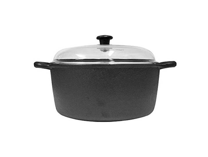 Carl Victor - Bräter Gusseisen Pfanne Topf 28 cm, 7L Glasdeckel Rund