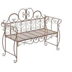Décoshop26 - Gartenbank im rustikalen Design 128 cm breit aus gealtertem braunem Metall 10_0002938 10_0002938