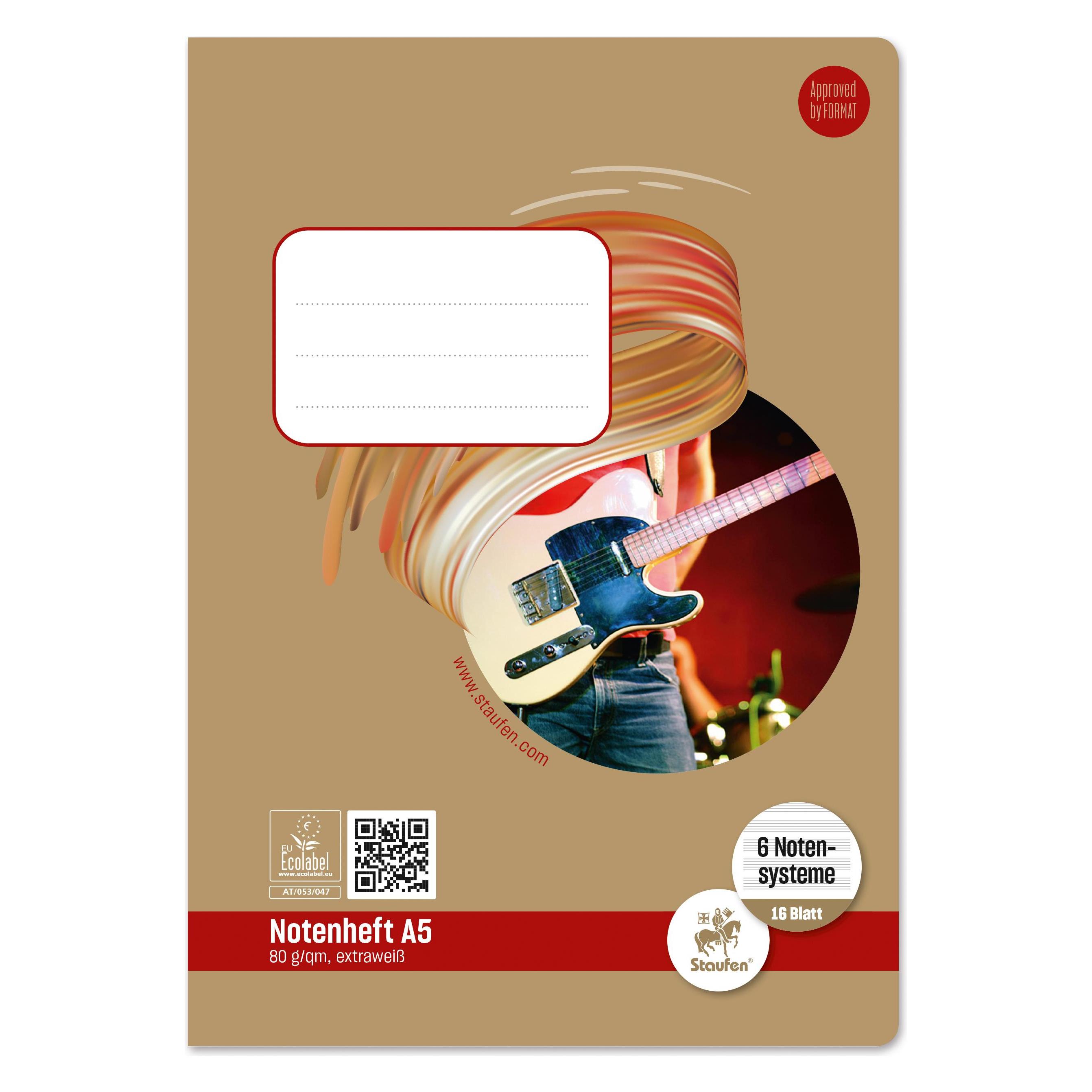 Staufen Notenheft A5 16BL Lin.14 (A5, Speziallineatur, Weicher Einband) (040516014)