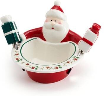 Pfaltzgraff Winterberry Santa Dip Bowl with Spreaders, 6 Inch