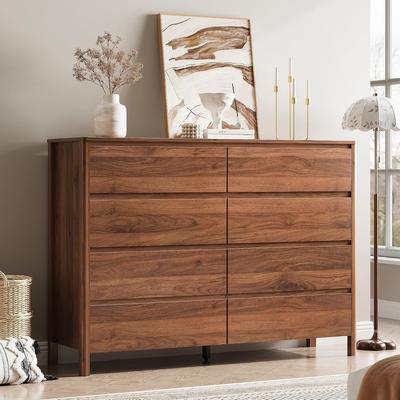 FURNIWAY Modern Wood Dresser with Hidden Handles, Tall Chest of Drawers for Bedroom and Living Room