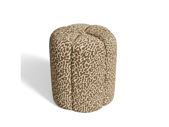 Pouf en tissu à motif léopard taupe