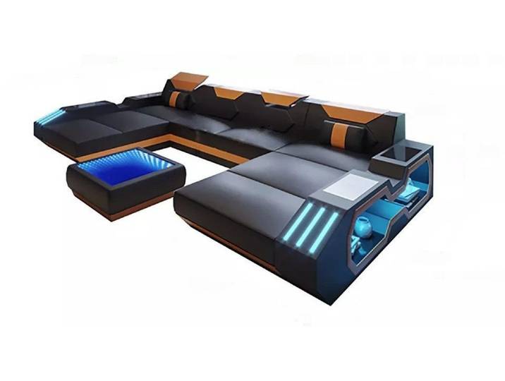 Xlmoebel Wohnlandschaft Designer Ledersofa U-Form in modernem Stil mit hohem Sitzkomfort, Ecksofa, Hergestellt in Europa