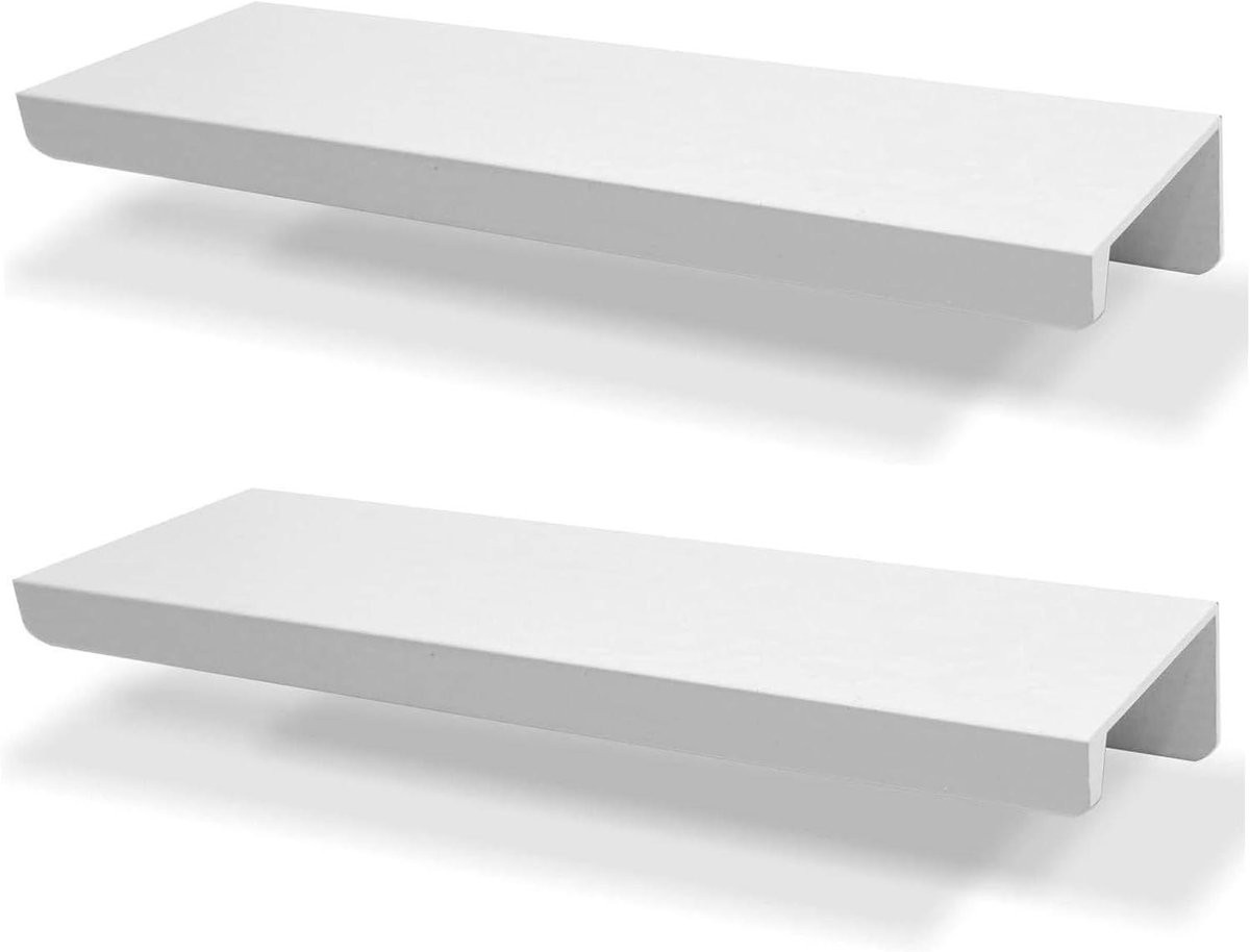 Wit Aluminium Meubelgreep met Verborgen Handgreep - 128mm Hartafstand