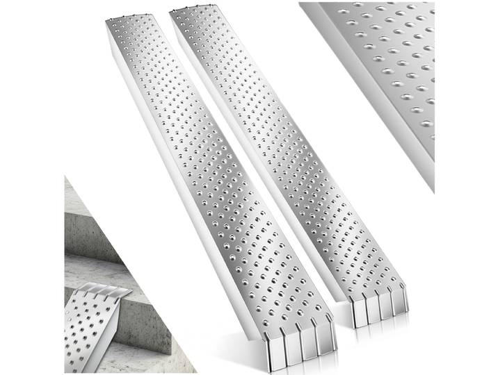 Auffahrrampen Sven 2er Set, 400 kg belastbar und rutschfest - silber