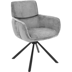 riess-ambiente Drehbarer Retro Stuhl UNIQUE grau Chenille schwarzes Metallgestell mit Armlehne