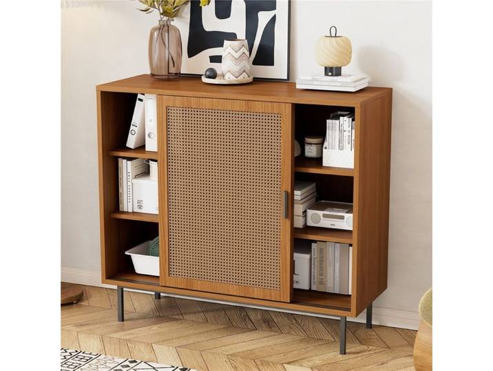 Buffet de cuisine 100x37x90 cm avec 2 portes coulissantes Buffet avec étagère réglable Buffet en bois pour salon
