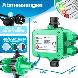 Kesser, Wasserpumpe,  Druckschalter Druckwächter Pumpensteuerung Gartenbewässerung mit Kabel (Hauswasserpumpe)