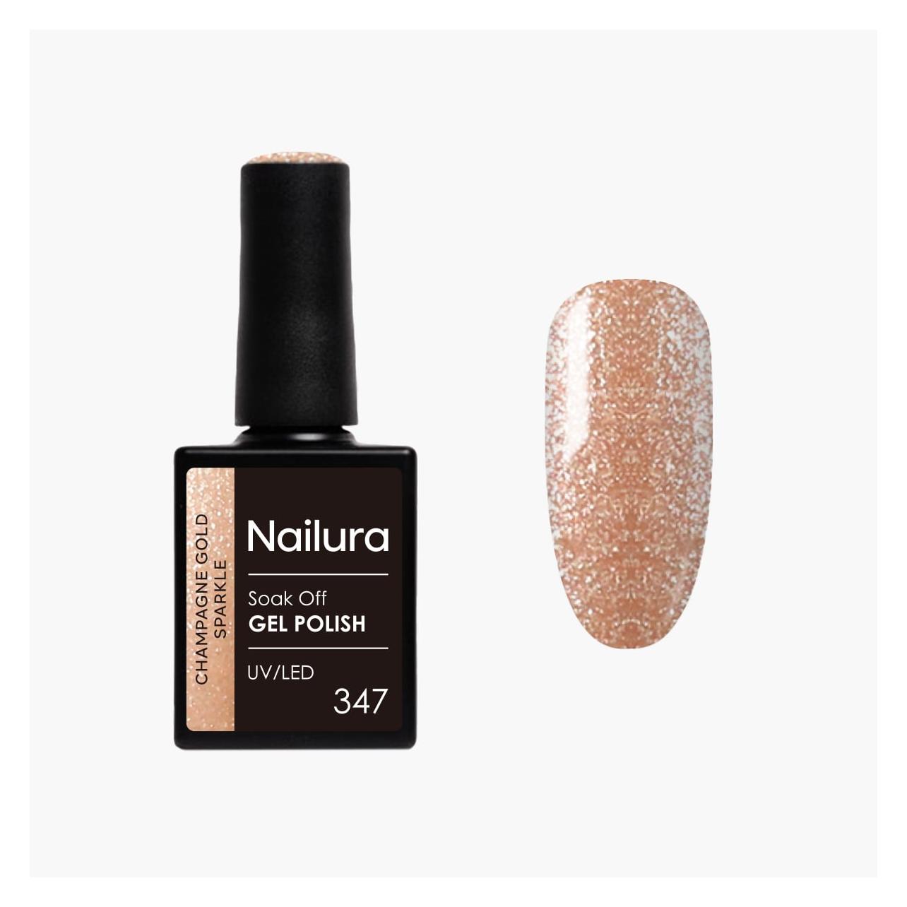 Nailura - Gel Polish 347 - Champagne Gold Sparkle - 10 ml (Champagner-Gold-Glitzer) (70366)