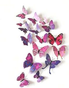 Uplifted Finds 12Pcs 3D Butterfly Wall Decals   Magnetic PVC Simulated Butterflies   Creative DIY Home & Refrigerator Decor 12 Pcs Purple