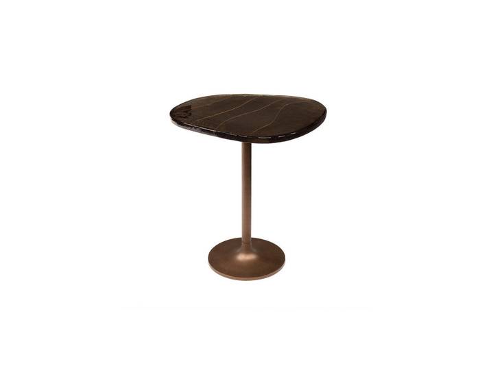 Kawola Beistelltisch Dari Braun Glas, Kupferfarben, Metall, Organisch, 50x55x42 cm, Wohnzimmer, Wohnzimmertische, Beistelltische