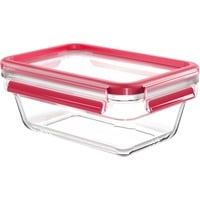 CLIP & CLOSE Glas-Frischhaltedose 0,85 Liter transparent/rot, rechteckig