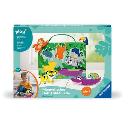 Play+ Magnetisches Holz-Fühl-Puzzle: Dschungel - ab 12 Monate