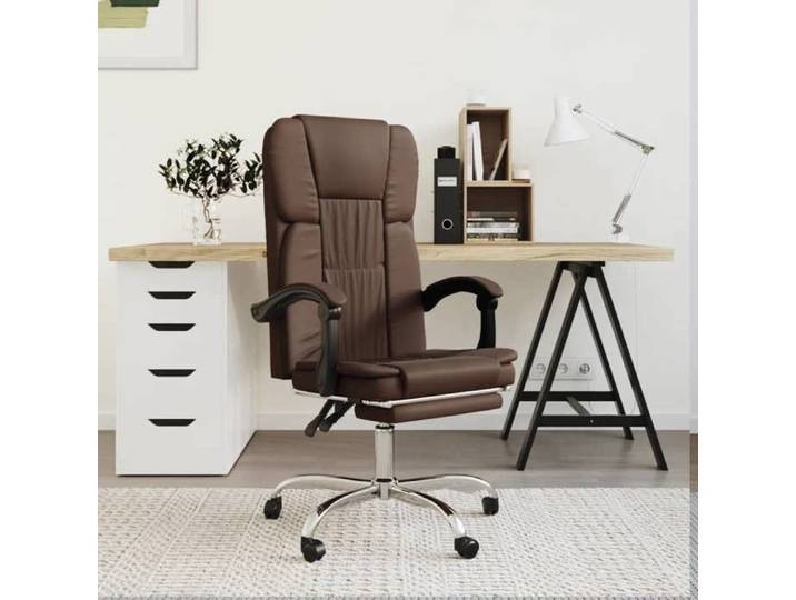 SALE 2026  Chaise pivotante de bureau Brun - Fauteuil inclinable de bureau Marron Similicuir PRO844463189