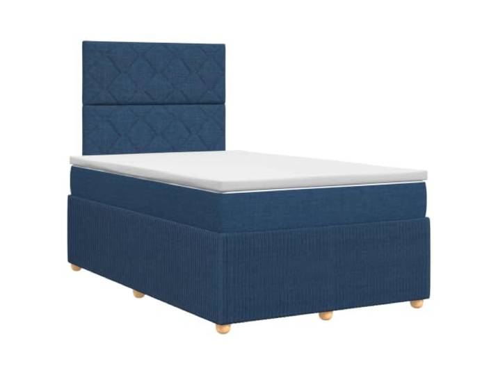 RJPLMFV Boxspringbett, Blau, 120 x 190 cm, Stoff Matratze mit Taschenfedern, verstellbarer Kopf, abnehmbarer Bezug, Holz Technik