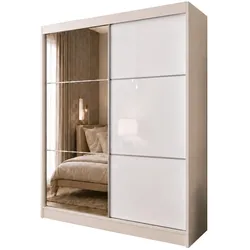 SCHWEBETÜRENSCHRANK Viva 200/216/61 Kaschmir mit Lacobel-Glas