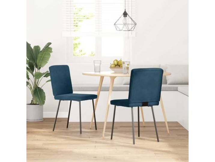 KGHFDVB Esszimmerstühle 2 STK. Blau Samt mit Metall Holz Gestell Samtbezug, dicke Schaumstoffpolsterung, robustes Metall-Holz-Gestell, vielseitig einsetzbar