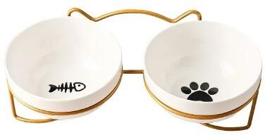 Uplift Picks Raised Ceramic Pet Bowl With Stand For Cat Puppy Food And Water Feeding l
